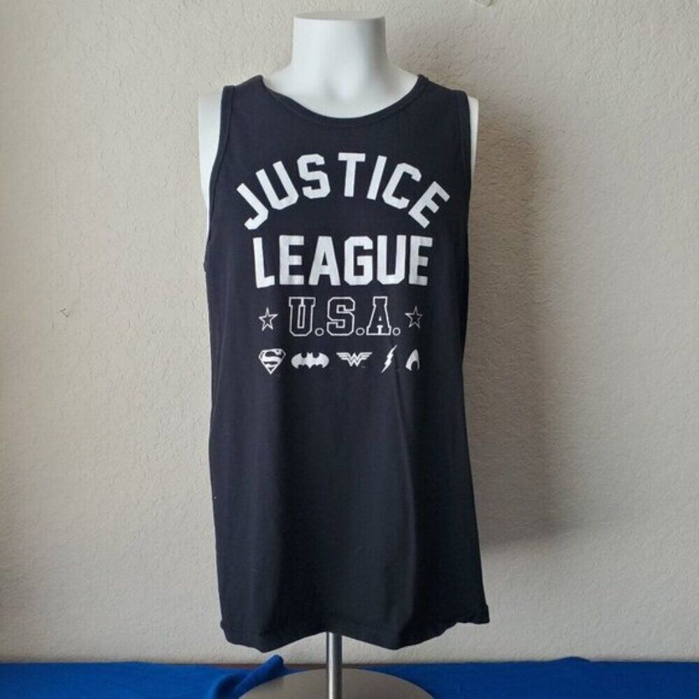 DC Comics Justice League USA Tank Top Men’s XL Black Muscle Shirt Superhero